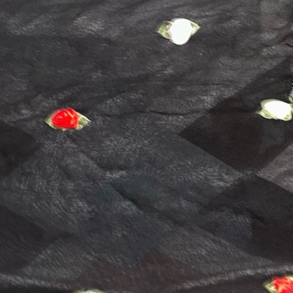 Elegant Black and Green Floral Chiffon Scarf - Picture 4 of 5